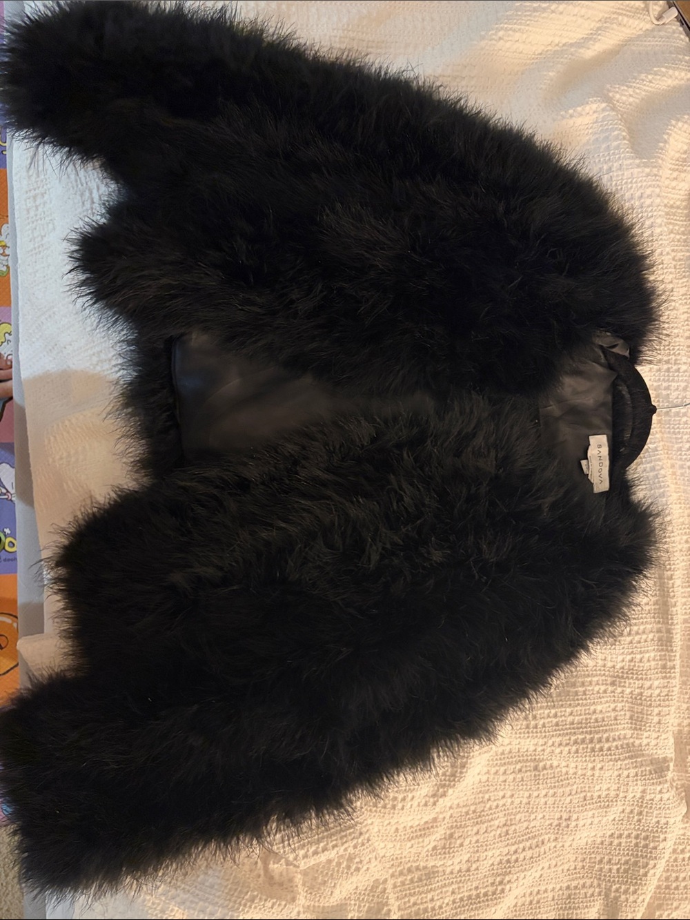 Black Faux Fur Cropped Jacket - Women